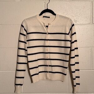 Brandy Melville Cream and Navy Cardigan with Stripes